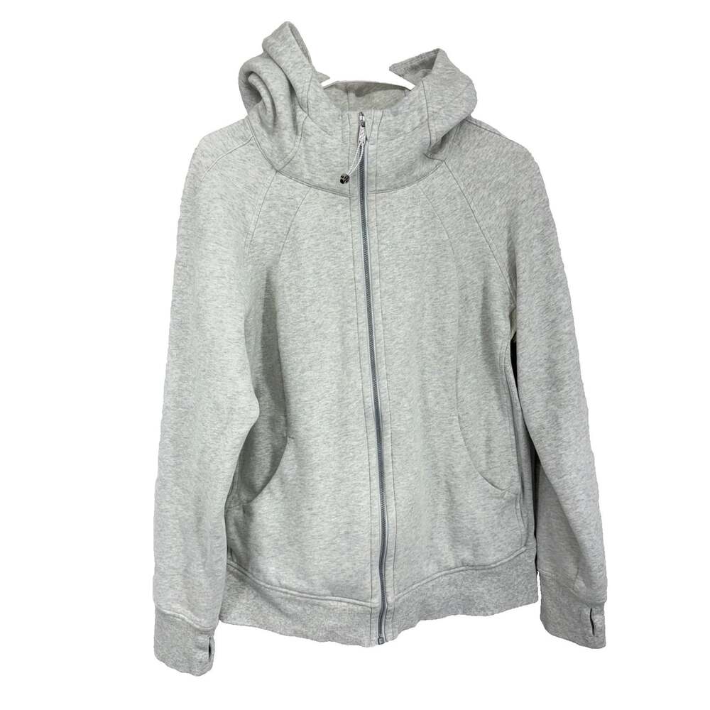 Lululemon Women 14 Scuba Hoodie Full Zip Sweatshirt Light Cotton Fleece Gray